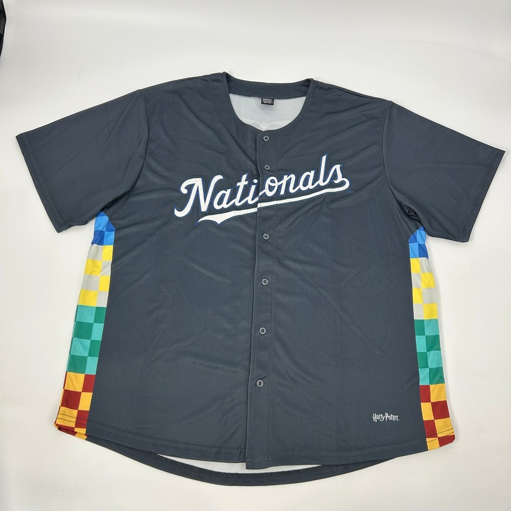 Washington Nationals Harry Potter Baseball Jersey Adult 2XL Gray‎ Button Up SGA